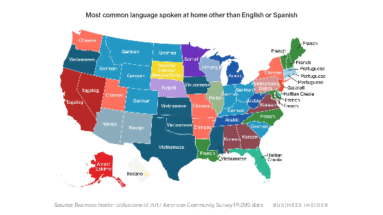 This Map Shows The Most Commonly Spoken Language In Every US State ...