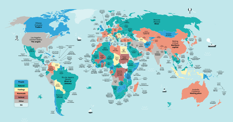 Extraordinary Map Shows the Literal Meanings of City Names. | The